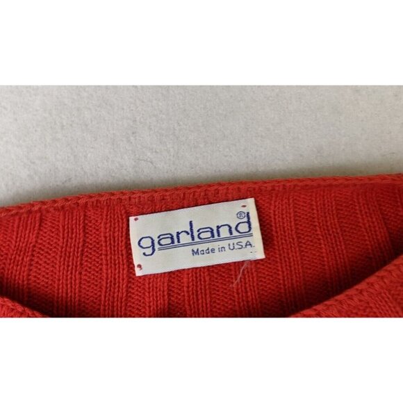 VINTAGE WOMEN'S ORANGE AND WHITE STRIPED PULLOVER SWEATER - GARLAND - SIZE M - Picture 10 of 14